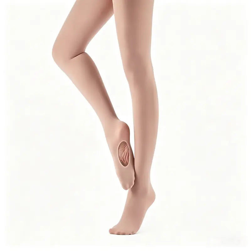 Girls' Fitted Convertible Ballet Tights - Snug, Lightweight Stretchy Fabric Dancewear for Kids' Dance Class, Recital Performances