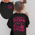 PUEMCO Toddler Girls' Edgy Feral Style Graphic T-Shirt - Retro Pink Skeleton Hand Smiley Face, Breathable Cotton Helps Her Stay Cool, Crack-proof Short Sleeve Kids Clothing Girls Toddler Fashion