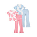 #SummerVibes Girls' 2-Piece Summer Set , Heart Print Short-Sleeve Top and Flare Pants, Cute and Comfy Casual Outfit for Kids