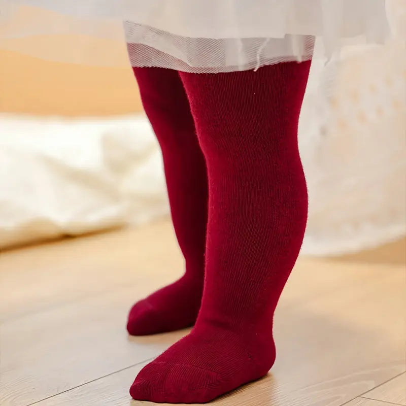 6pcs Girls' Solid Color Pantyhose Leggings - Stretchy Polyester & Spandex Blend, Perfect for All Seasons, Bottoming, Daily Wear