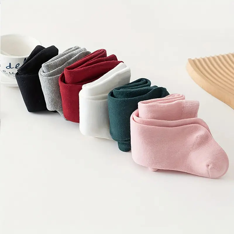 6pcs Girls' Solid Color Pantyhose Leggings - Stretchy Polyester & Spandex Blend, Perfect for All Seasons, Bottoming, Daily Wear