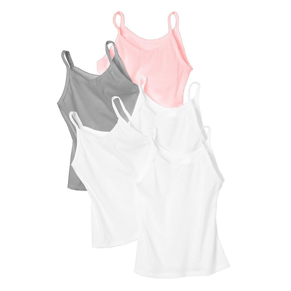 Hanes Girls' Camisole, 100% Cotton Tagless Cami, Toddler Sizing, Multiple Packs & Colors Available