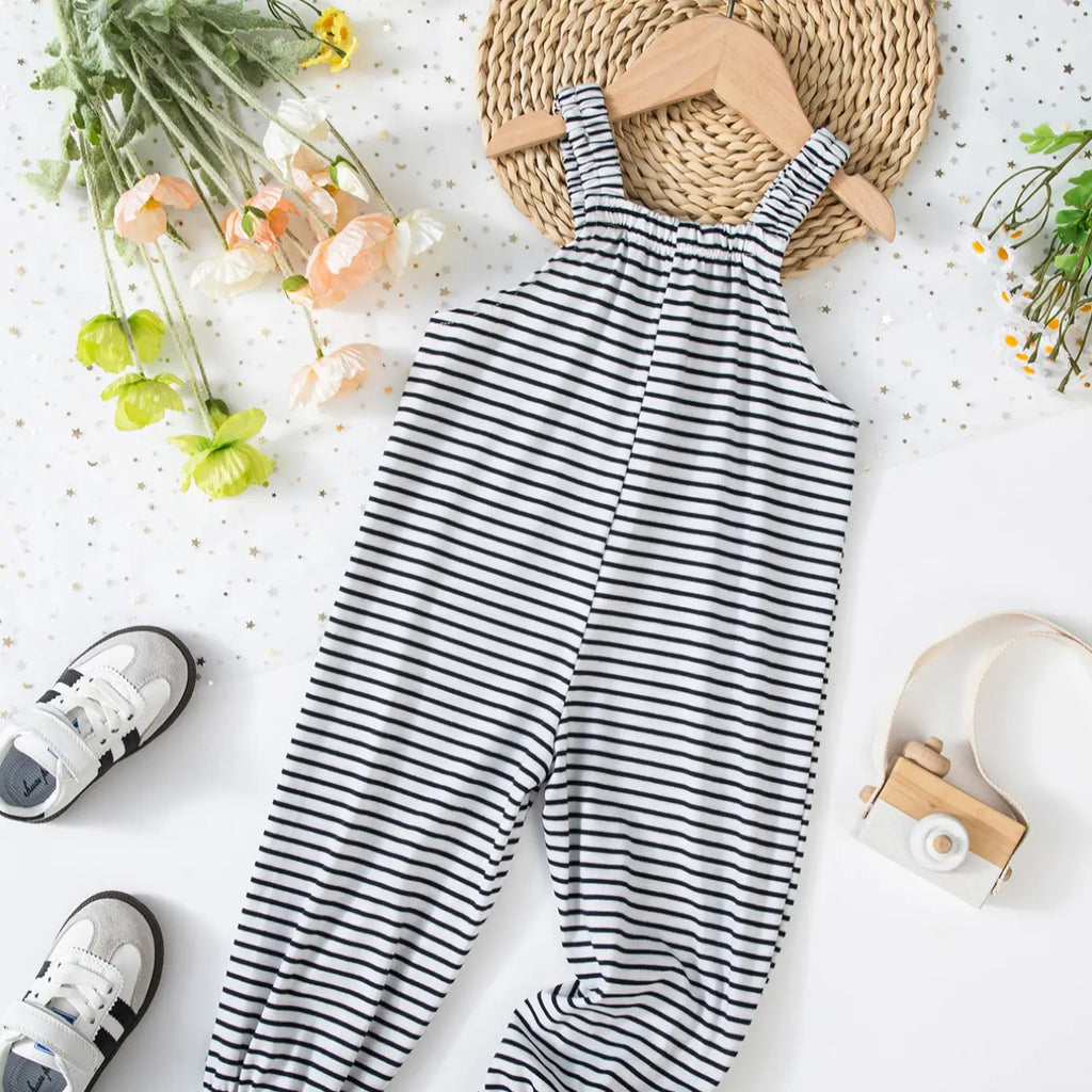 Toddler Girls' Cute Striped Bib Pants, Soft and Comfortable Warm Fall & Winter One-Piece Jumpsuit, Suitable for Girls 3-7 Years Old, Bibs Overalls