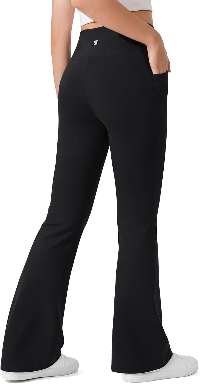 Stelle Girls Flare Leggings High Waisted Bootcut Yoga Pants with Pockets