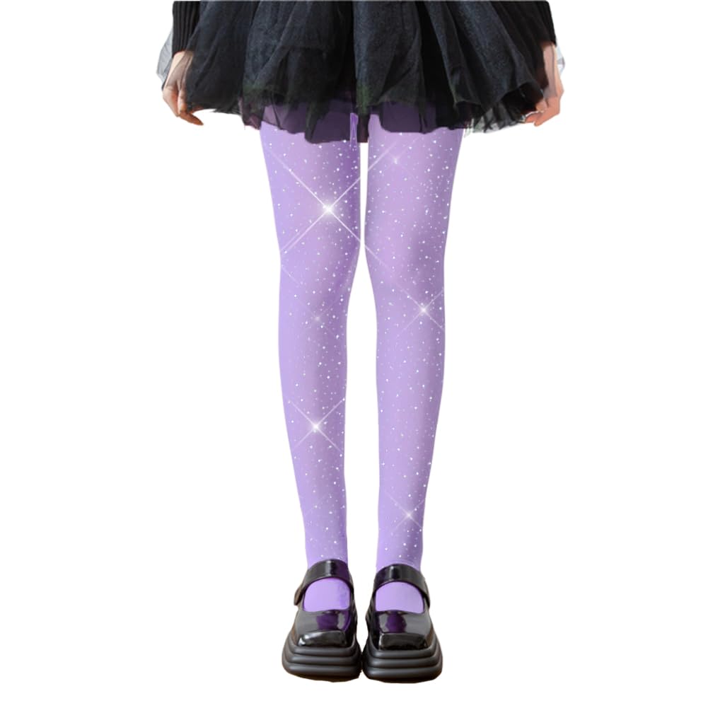 LUCKELF Girls Glitter Tights, Soft Opaque Tights Sparkle Rhinestone Tights School Dress Dance Stockings