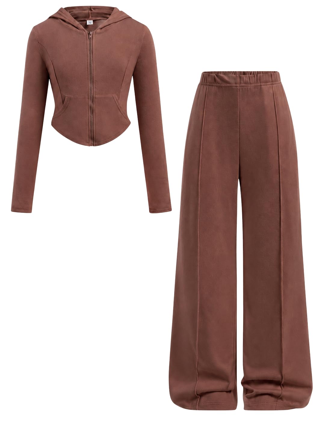 Teen Girls Clothes 2 Piece Long Sleeve Zip Hoodie Sweatshirt and Wide Leg Pants Fall Clothing Set, Sizes 7-14 Years