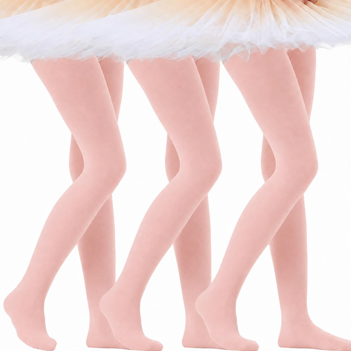 Citystl Ballet Tights for Girls - 3 Pairs, Multiple Colors, Cotton School Dress Tights