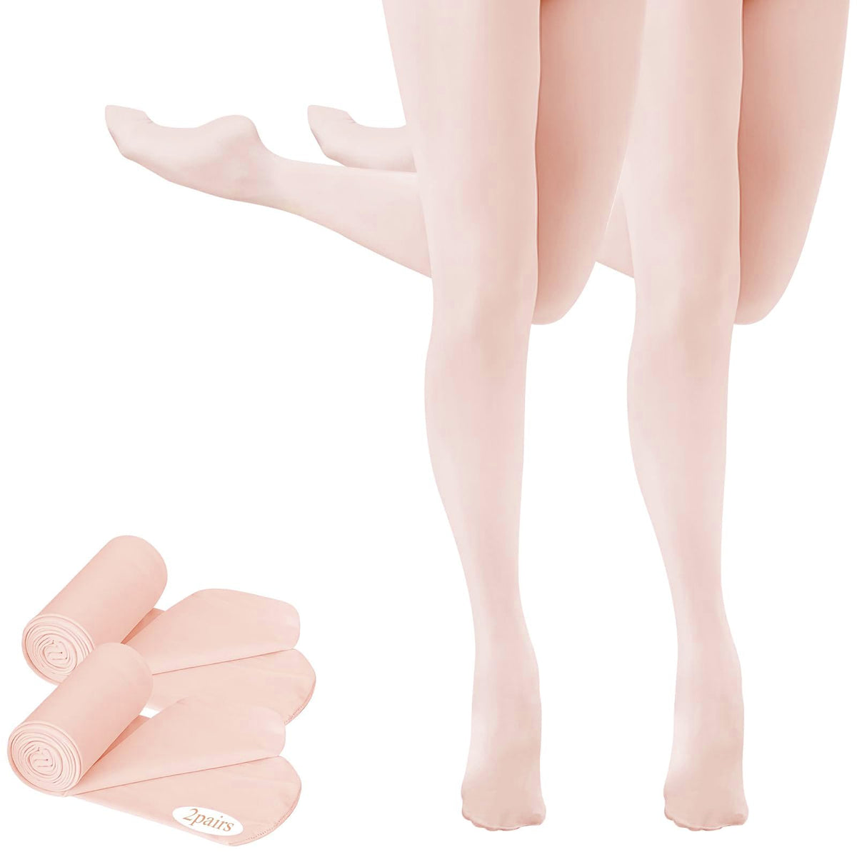 Buauty 2 Pairs Girl's Ballet Dance Tights，Convertible Transition Toddler Pantyhose Kids Soft School Footed Legging Stockings
