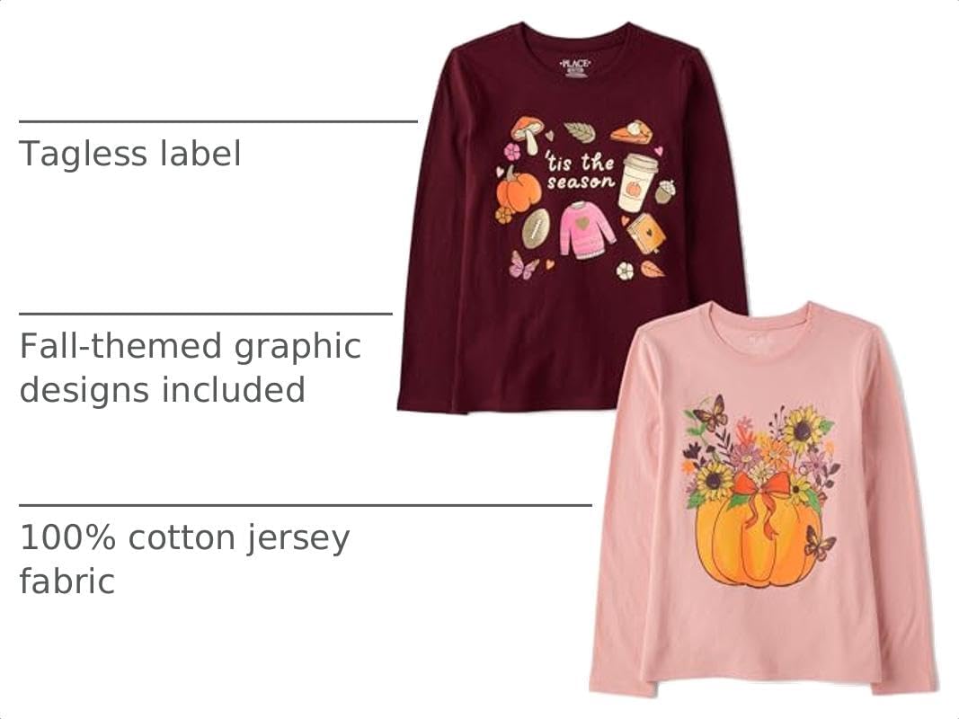 The Children's Place Kids' All Holidays,Birthdays Long Sleeve Graphic T-Shirts,2 Pack