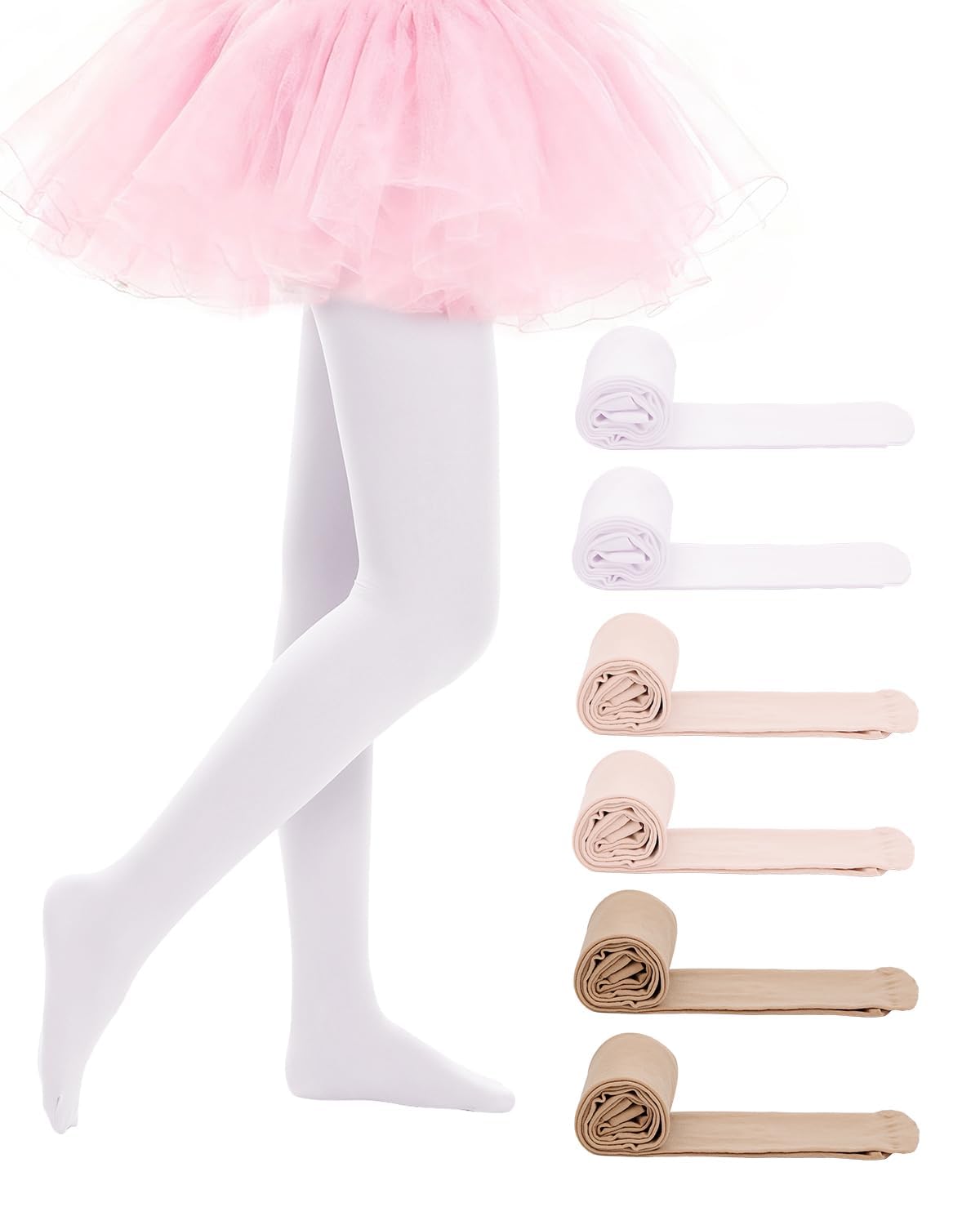 Century Star 6 Pairs Girls Ballet Dance Tights Footed Stockings 1T-12Y