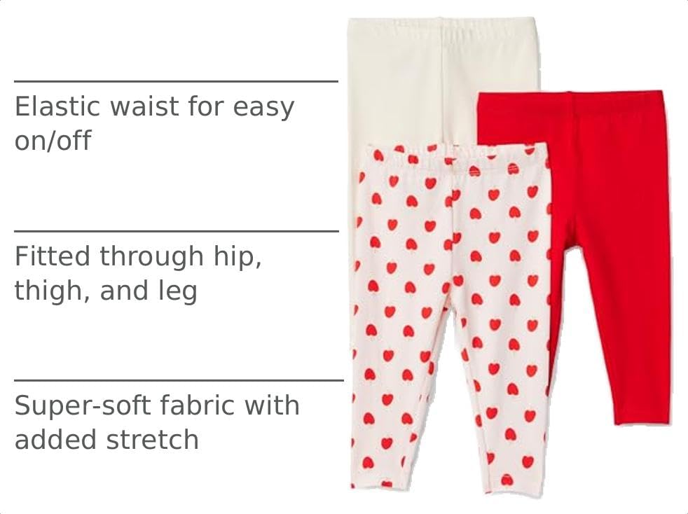 Amazon Essentials x Sofia Grainge Unisex Toddlers and Babies' Cotton Breathable Ankle Length Legging, Pack of 3