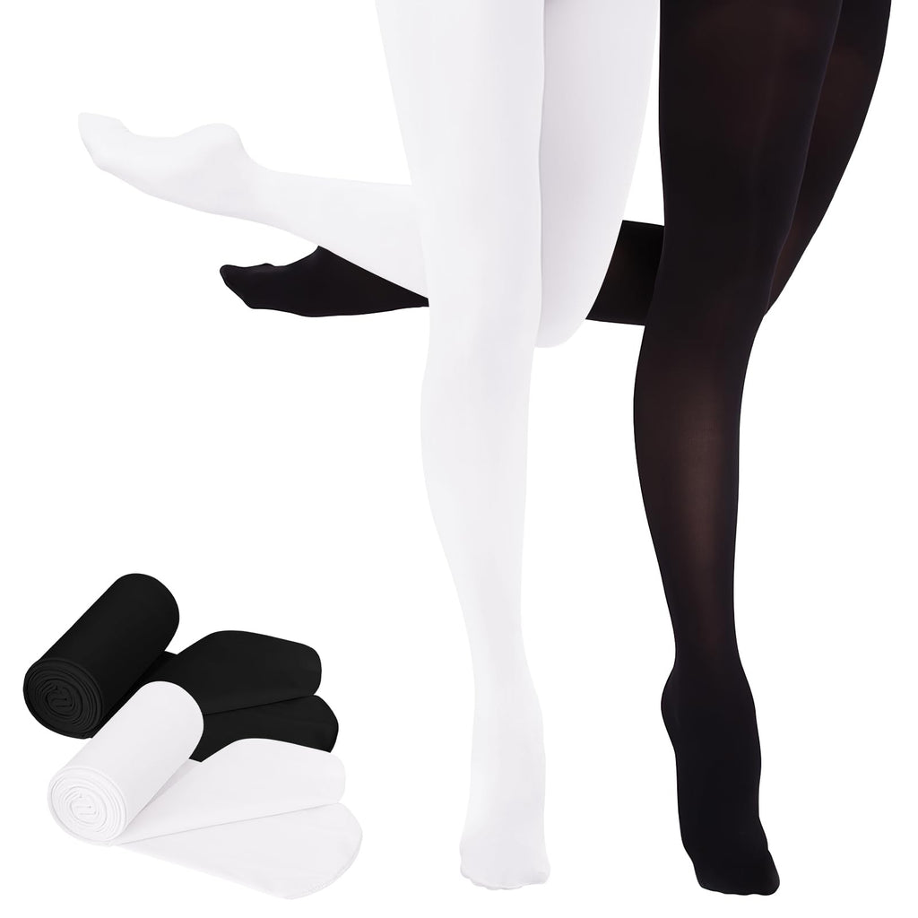 Buauty 2 Pairs Girl's Ballet Dance Tights，Convertible Transition Toddler Pantyhose Kids Soft School Footed Legging Stockings
