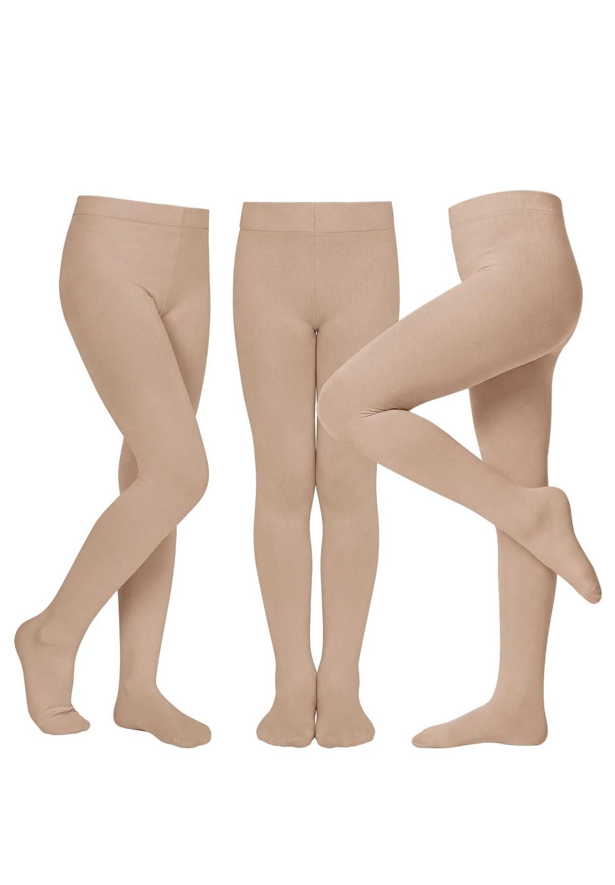 Zando 3 Pairs Ballet Tights for Girls Soft Velvet Footed Dance Tights 6-12Y