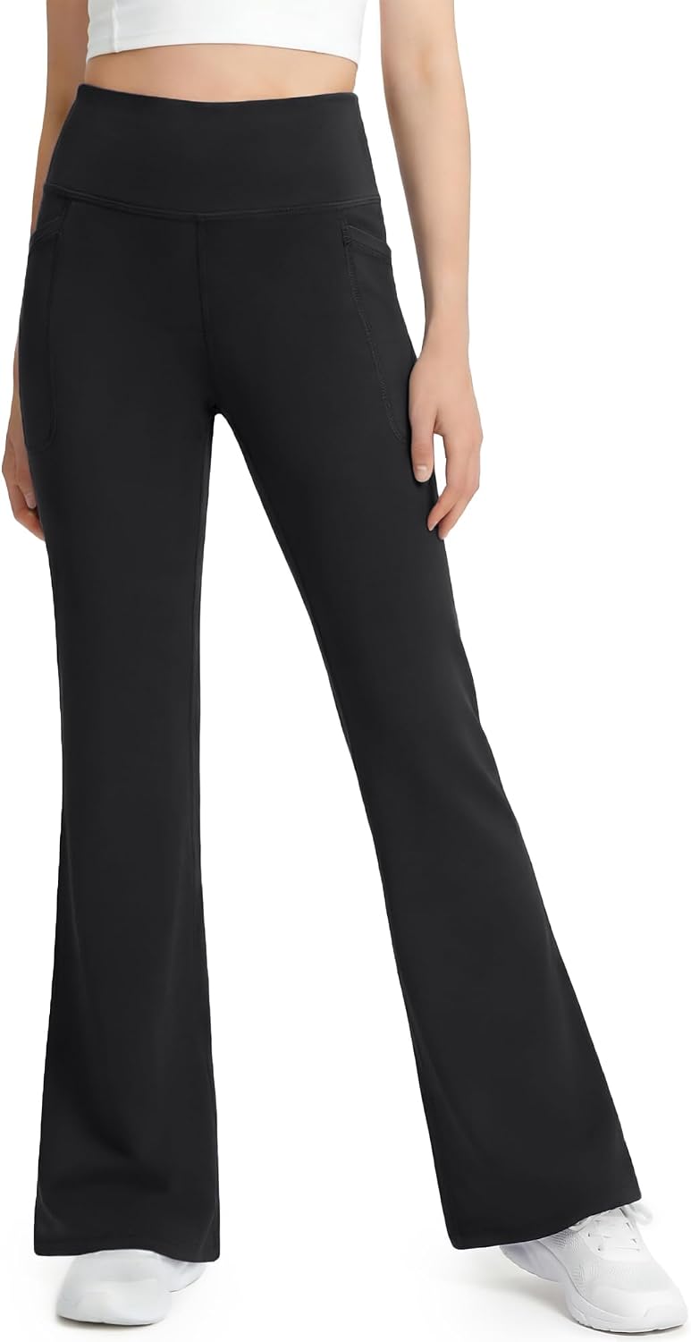 Stelle Girls Flare Leggings High Waisted Bootcut Yoga Pants with Pockets
