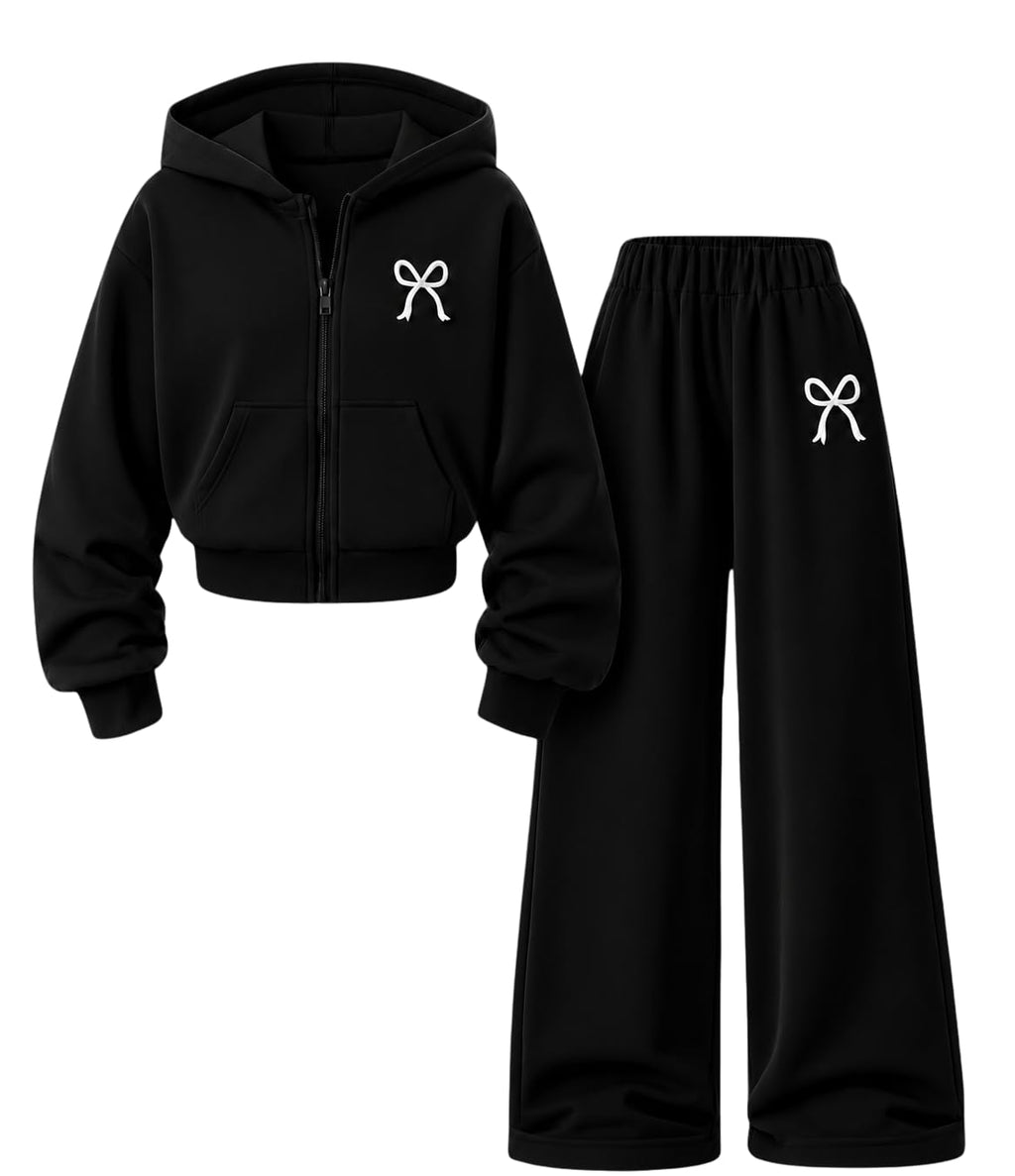 Teen Girls Clothes 2 Piece Long Sleeve Zip Hoodie Sweatshirt and Wide Leg Pants Fall Clothing Set, Sizes 7-14 Years