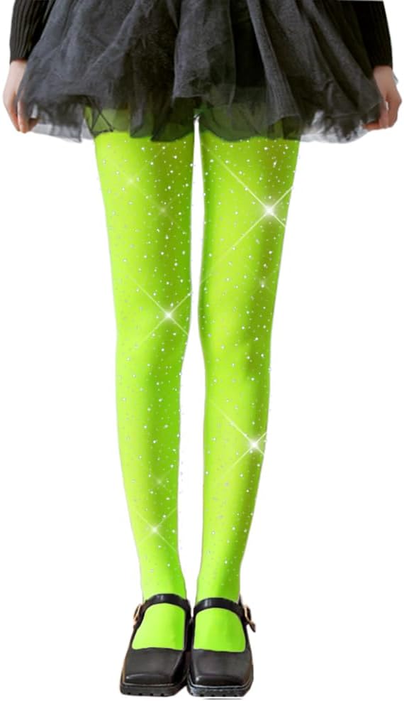 LUCKELF Girls Glitter Tights, Soft Opaque Tights Sparkle Rhinestone Tights School Dress Dance Stockings