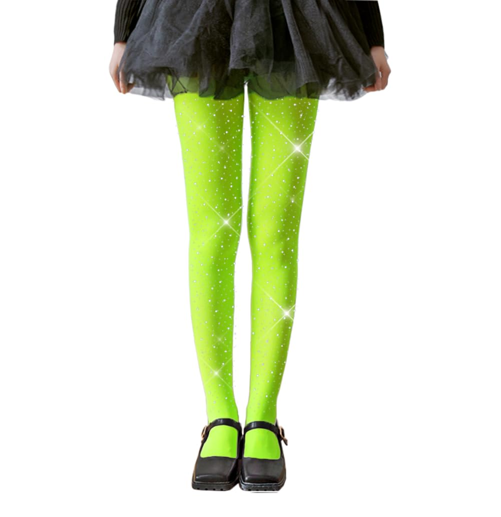 LUCKELF Girls Glitter Tights, Soft Opaque Tights Sparkle Rhinestone Tights School Dress Dance Stockings
