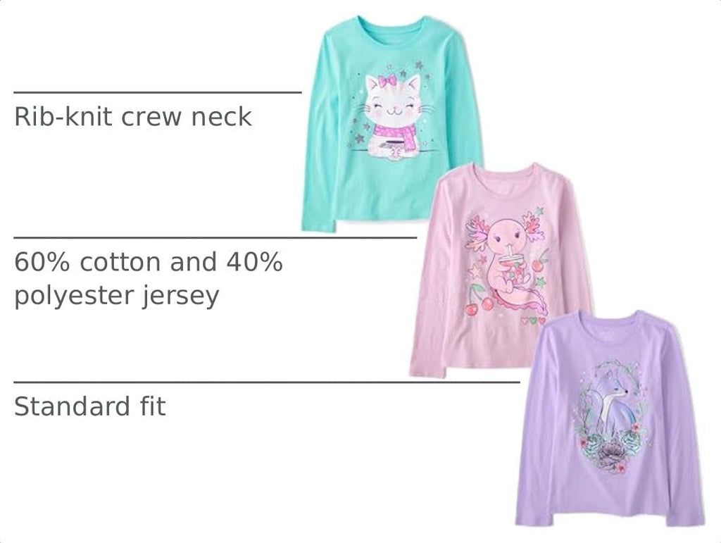 The Children's Place girls Assorted Everyday Long Sleeve Graphic T-shirts