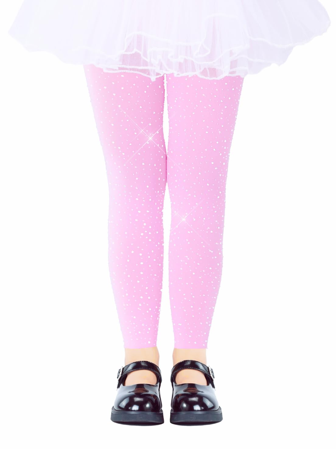 LUCKELF Girls Footless Tights with Sparkle Rhinestone Ballet Dance Tights for School Students Soft Stockings