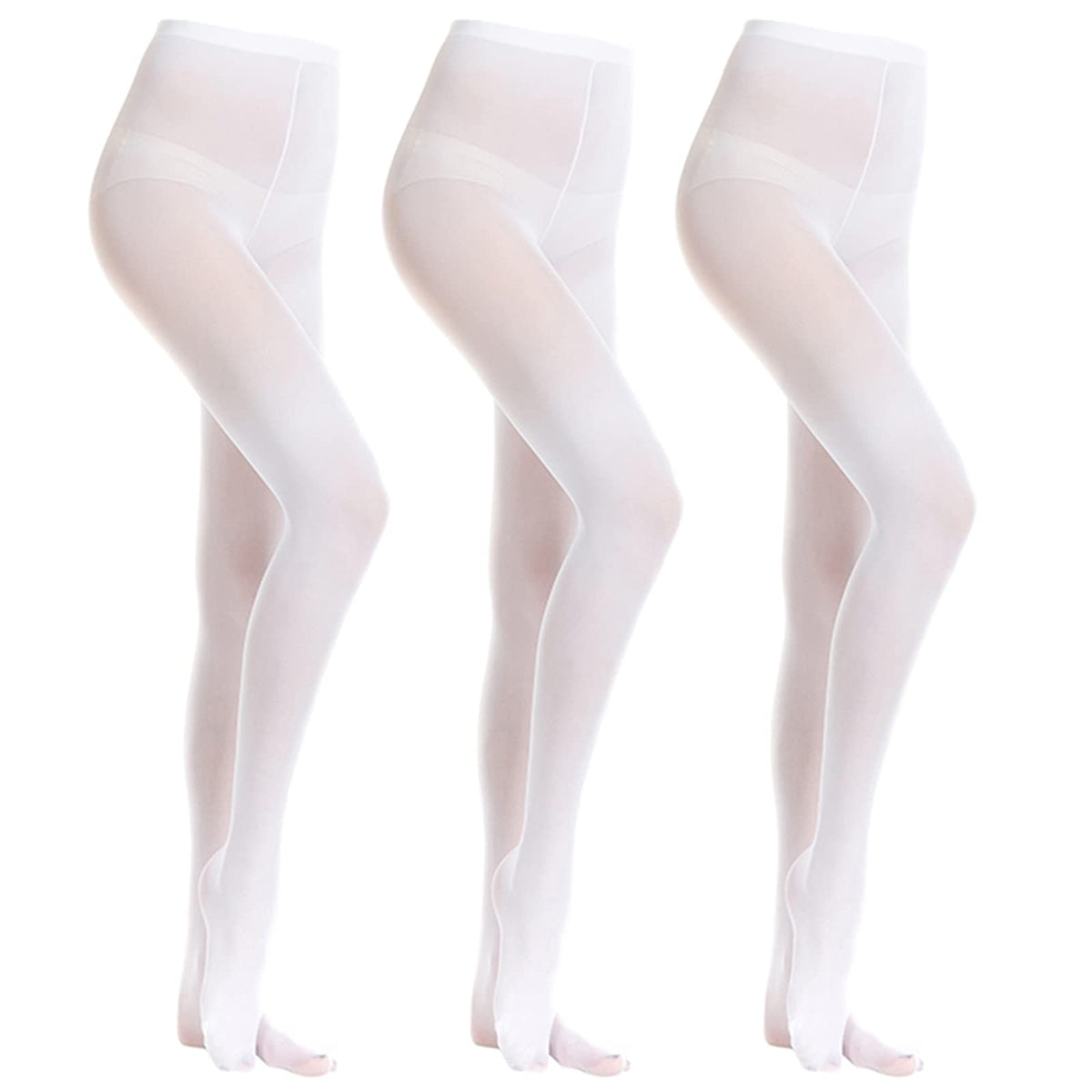 MANZI Womens Girls Solid Color Comfortable Convertible Ballet Tights 1-3 Pairs Pack
