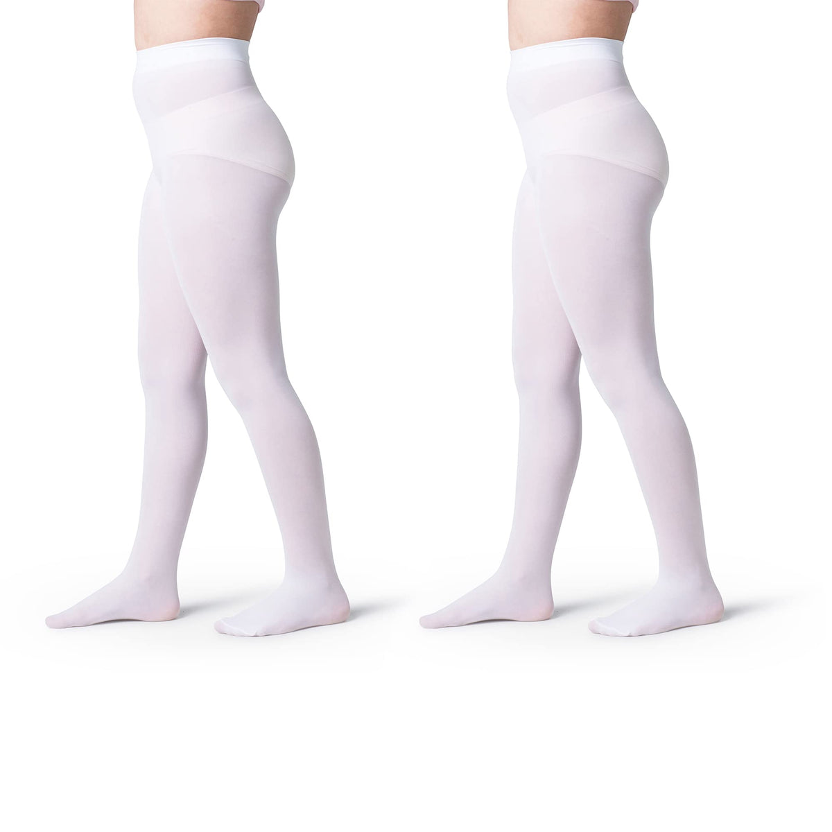 Silky Toes Girls Opaque Microfiber Tights 1-2 Pairs Black White or Colored Nylon Stockings for Kids - ballet footed tights