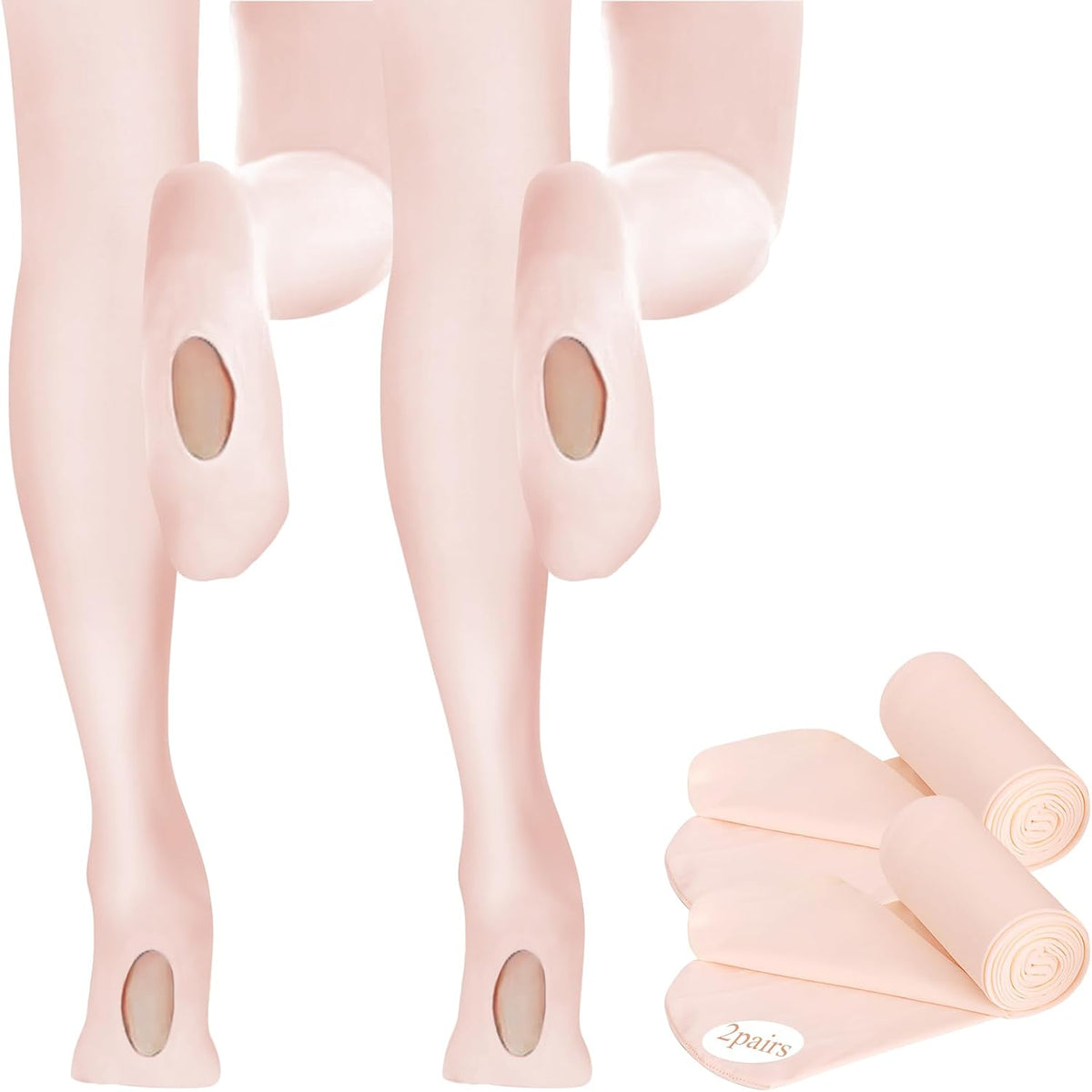 Buauty 2 Pairs Girl's Ballet Dance Tights，Convertible Transition Toddler Pantyhose Kids Soft School Footed Legging Stockings