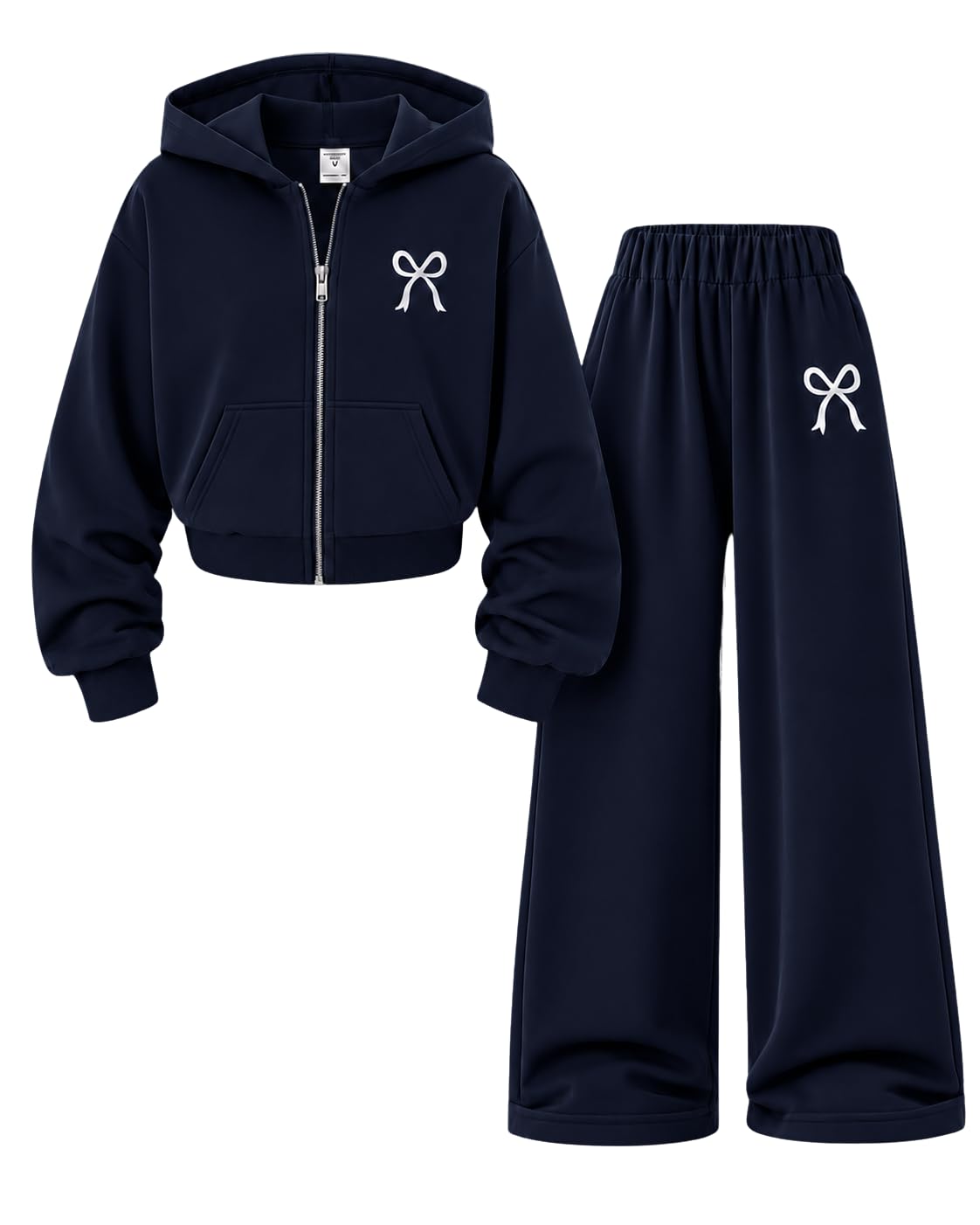 Teen Girls Clothes 2 Piece Long Sleeve Zip Hoodie Sweatshirt and Wide Leg Pants Fall Clothing Set, Sizes 7-14 Years