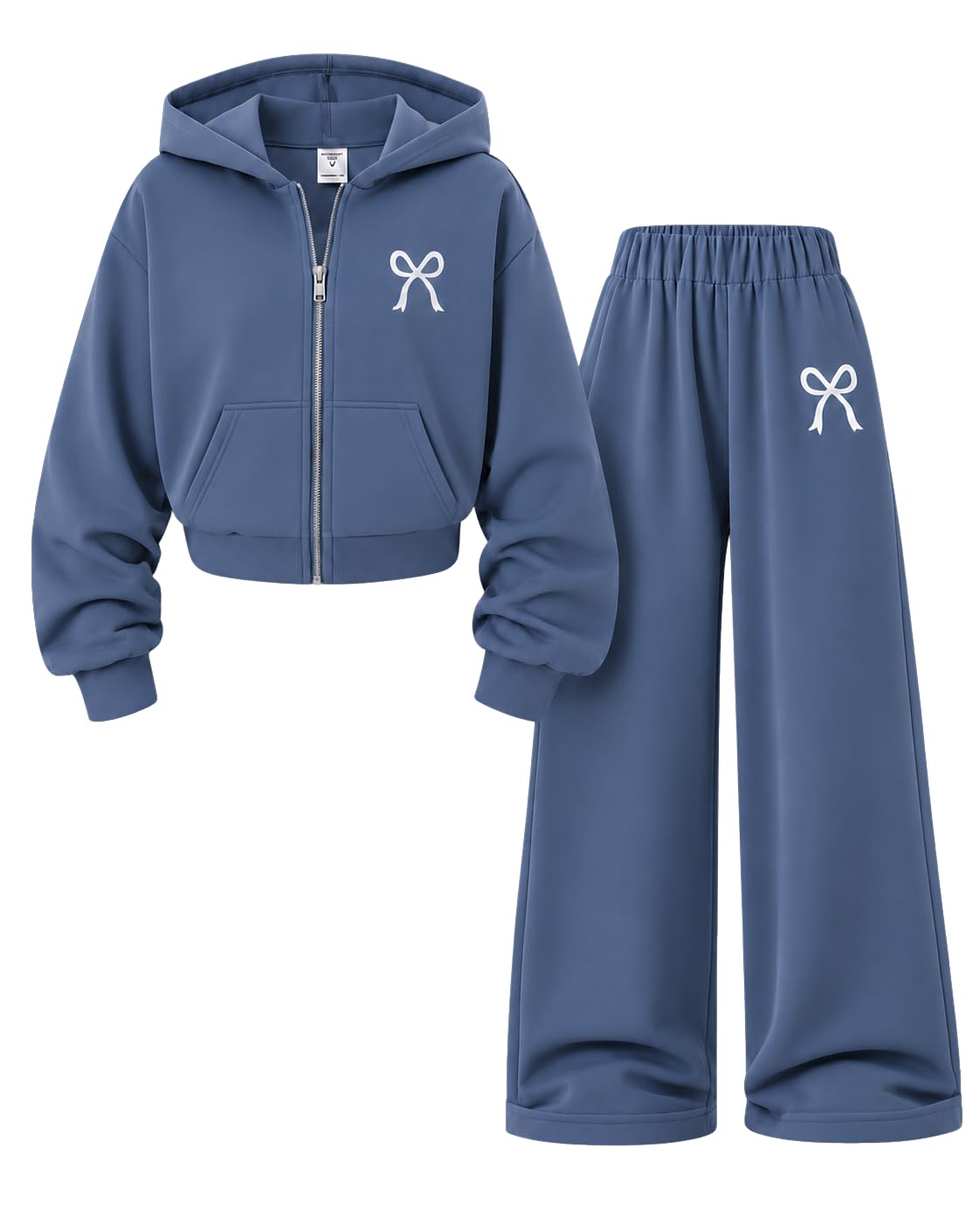 Teen Girls Clothes 2 Piece Long Sleeve Zip Hoodie Sweatshirt and Wide Leg Pants Fall Clothing Set, Sizes 7-14 Years