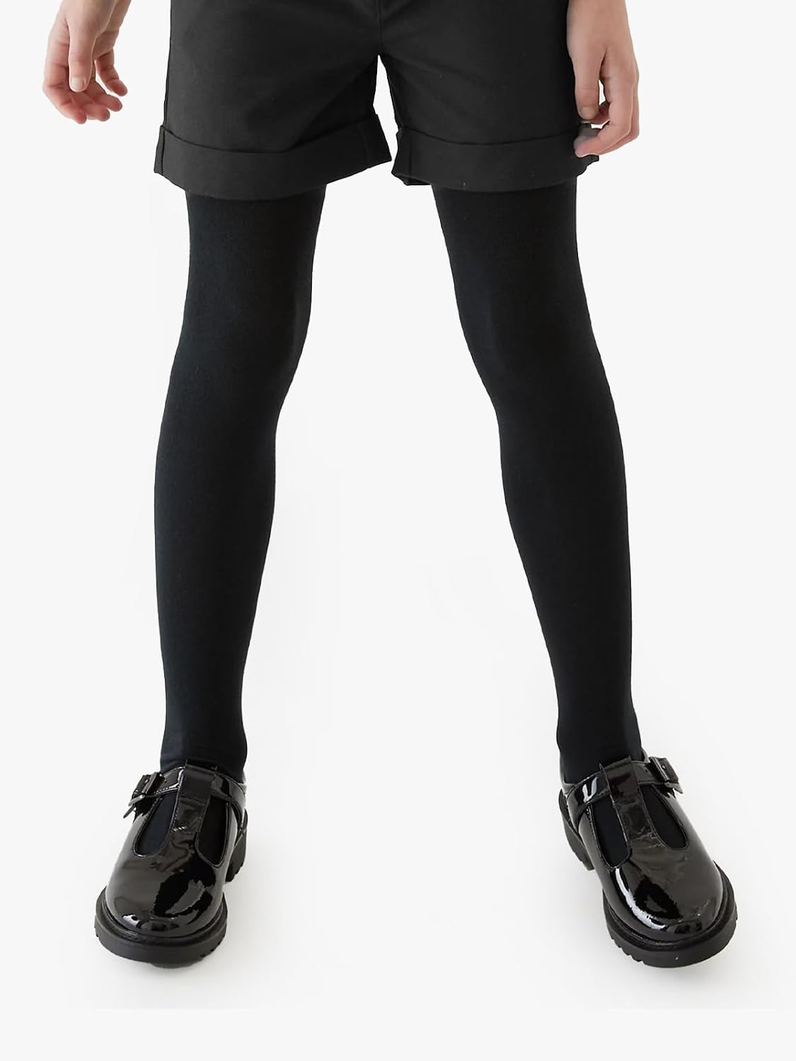 COTTON DAY Kids Girls School Dress Cotton Tights Black White Gray Navy