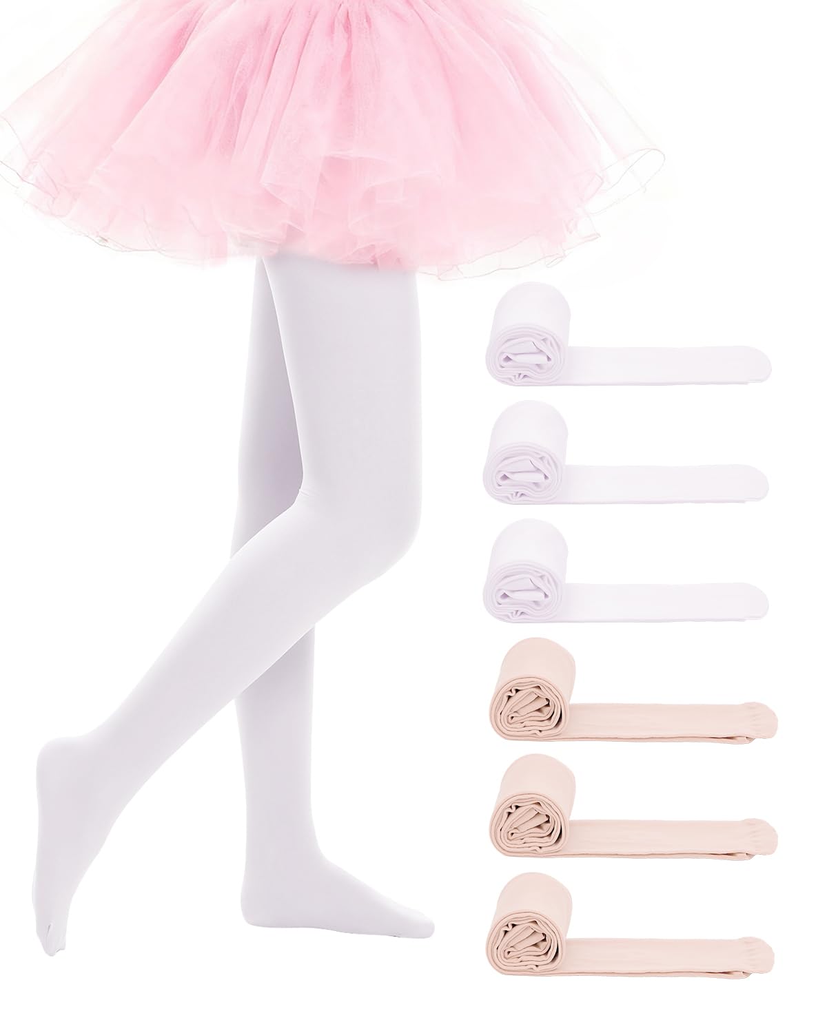 Century Star 6 Pairs Girls Ballet Dance Tights Footed Stockings 1T-12Y
