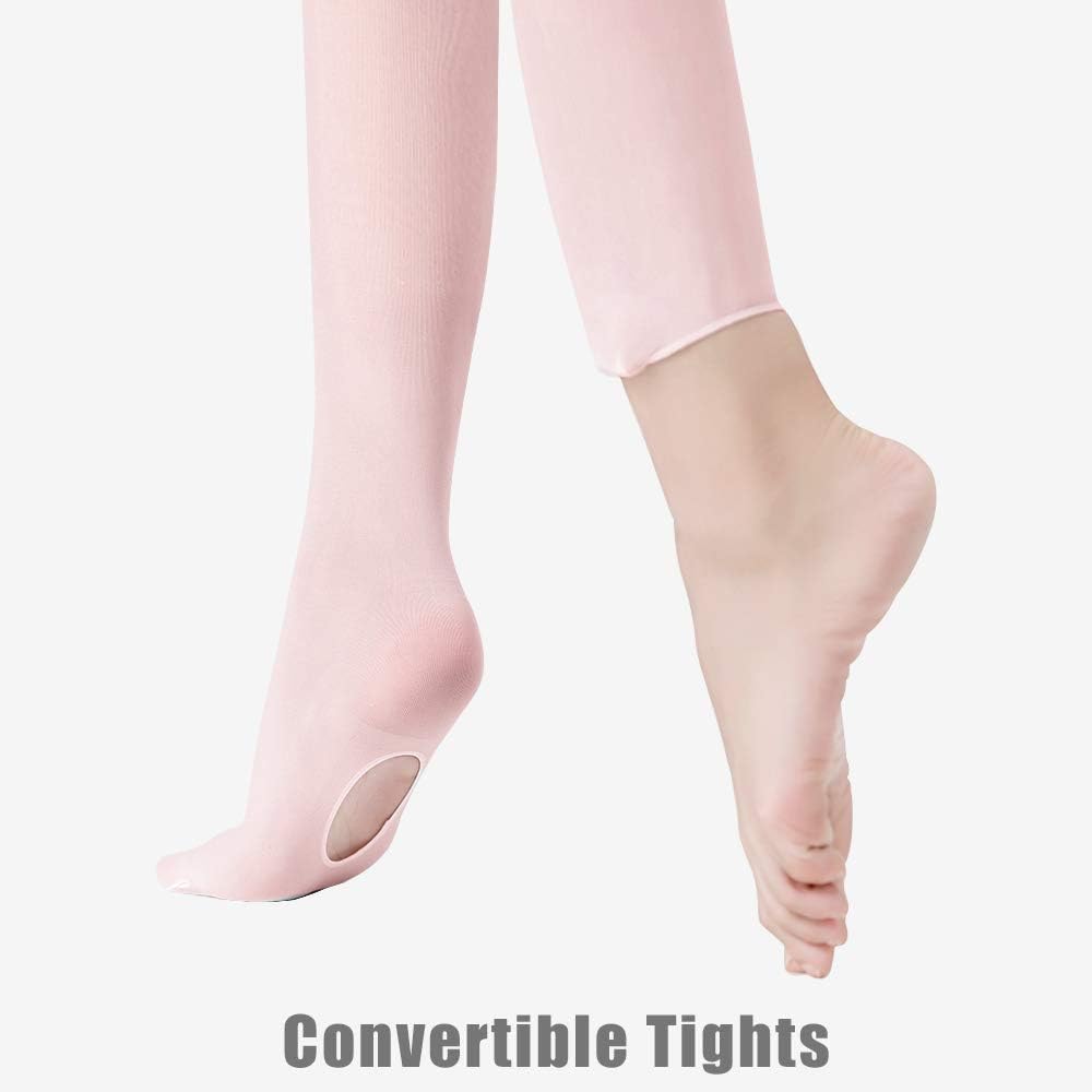 Stelle Girls' Convertible & Transition Ballet Tights for Toddler Dance Kid