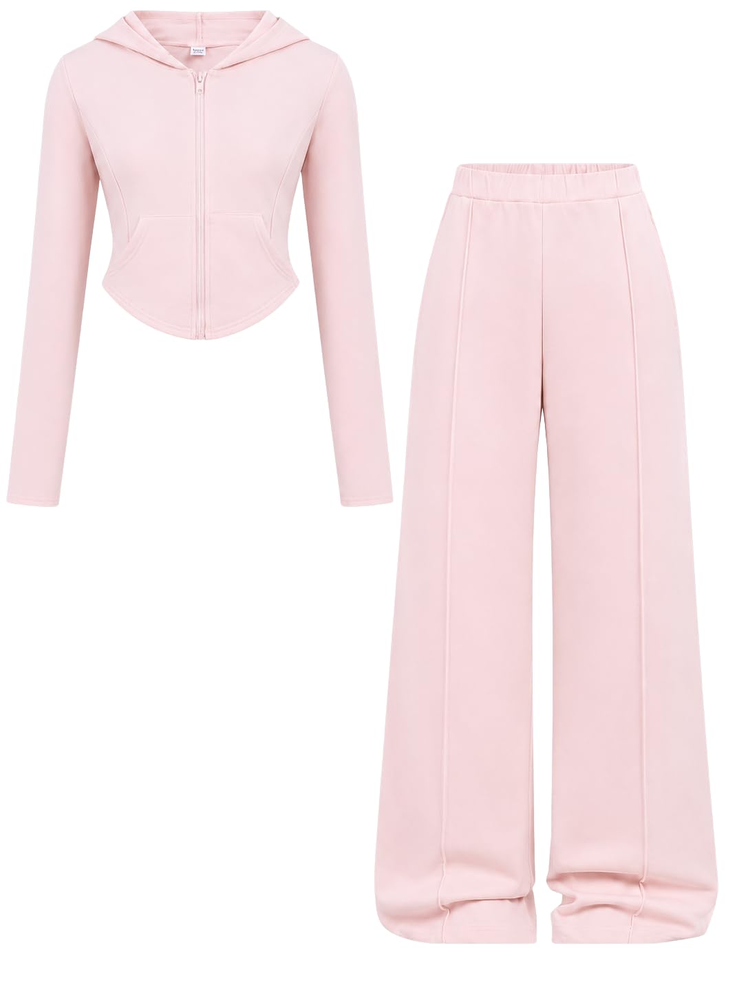 Teen Girls Clothes 2 Piece Long Sleeve Zip Hoodie Sweatshirt and Wide Leg Pants Fall Clothing Set, Sizes 7-14 Years