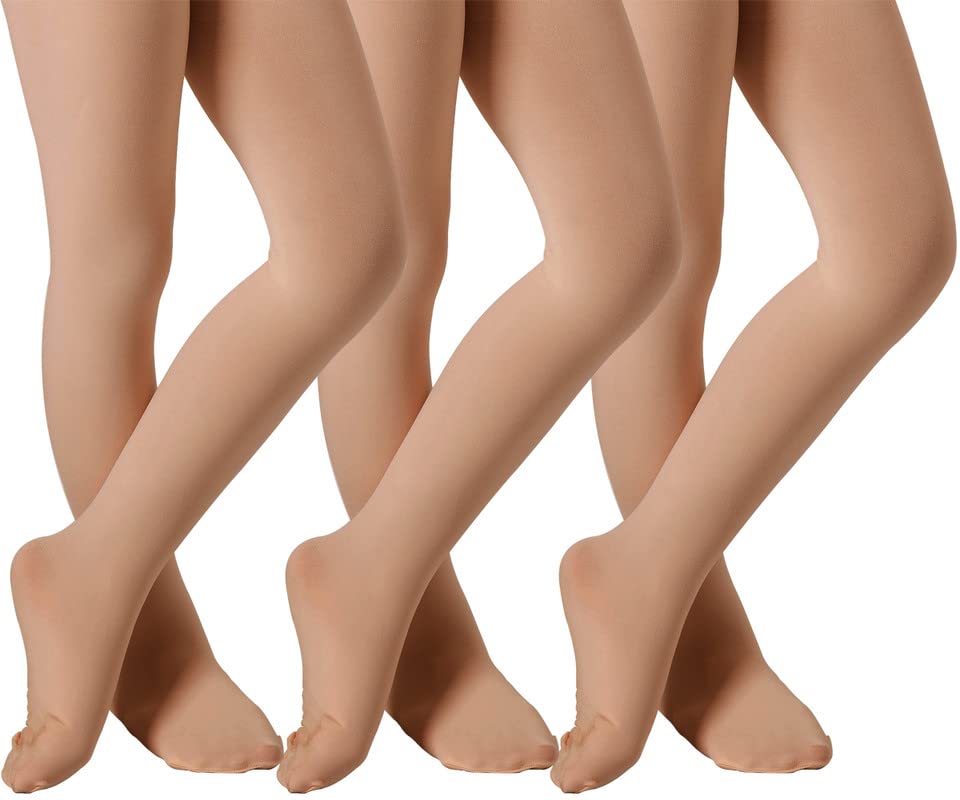 DIPUG Ballet Tights for Girls - Thick Soft Footed Dance Tights for Toddlers and Kids