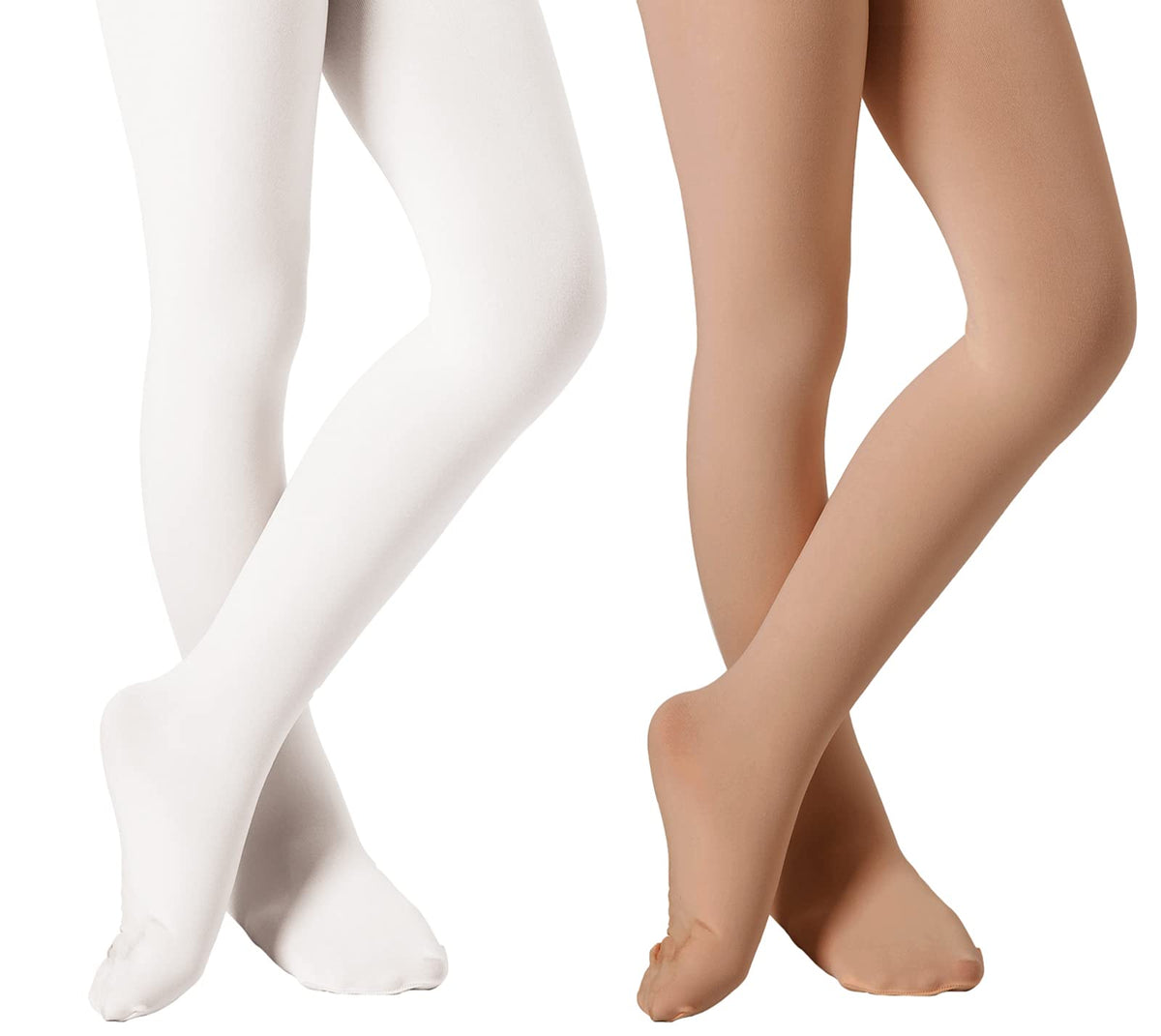 DIPUG Ballet Tights for Girls - Thick Soft Footed Dance Tights for Toddlers and Kids