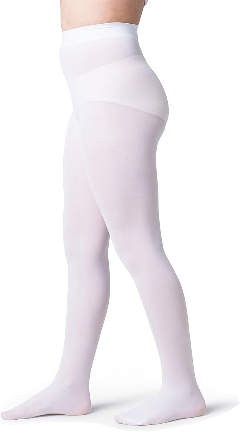 Silky Toes Girls Opaque Microfiber Tights 1-2 Pairs Black White or Colored Nylon Stockings for Kids - ballet footed tights