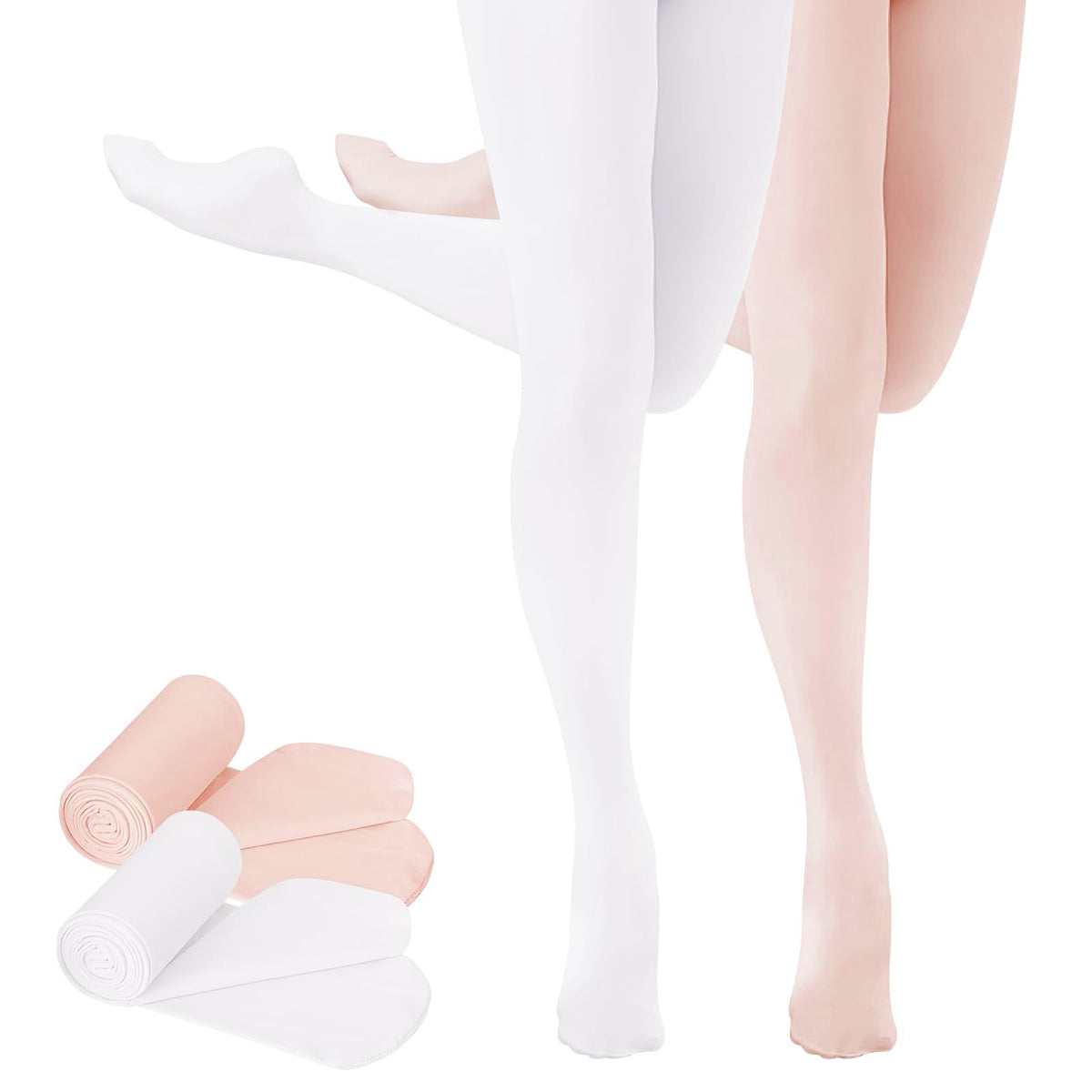 Buauty 2 Pairs Girl's Ballet Dance Tights，Convertible Transition Toddler Pantyhose Kids Soft School Footed Legging Stockings