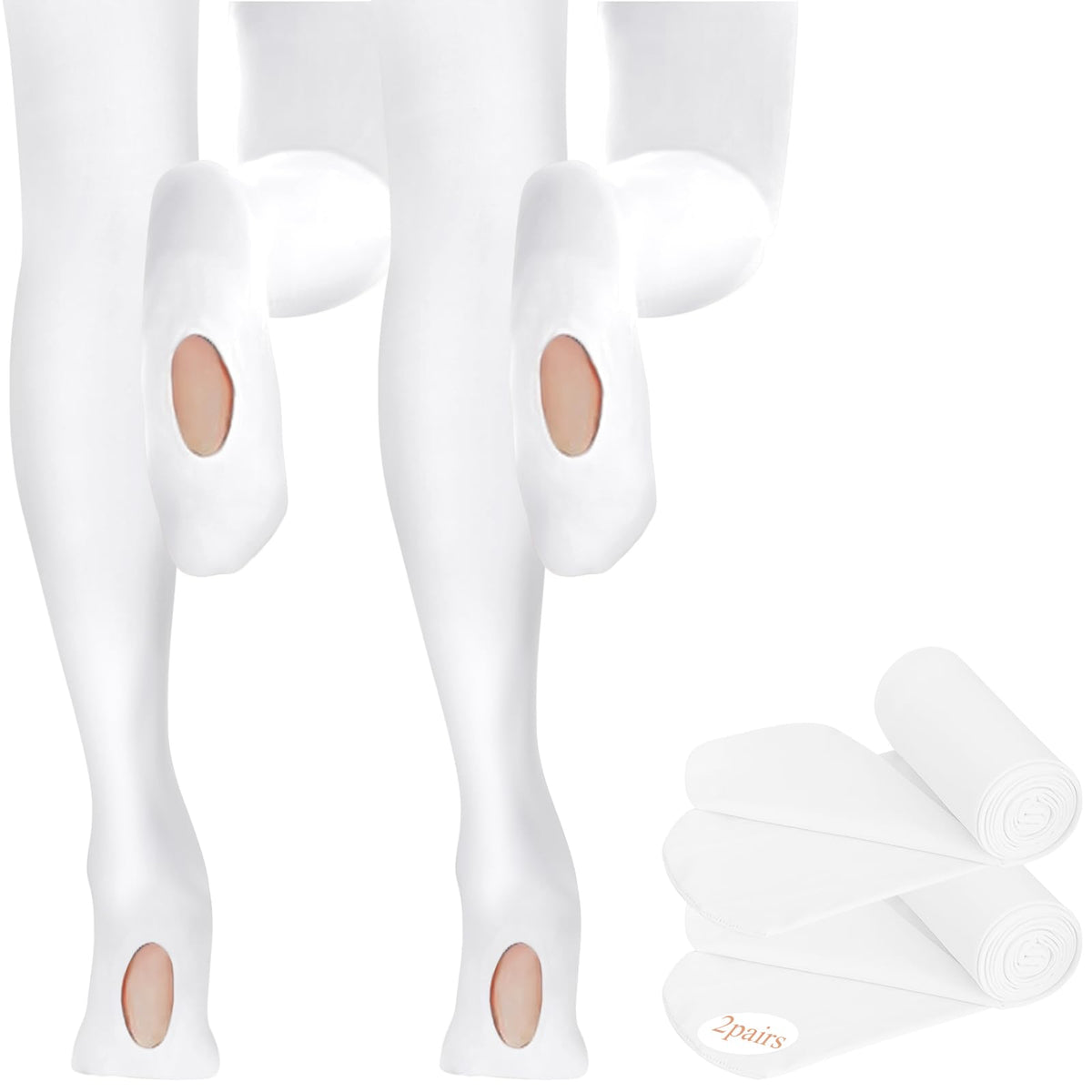 Buauty 2 Pairs Girl's Ballet Dance Tights，Convertible Transition Toddler Pantyhose Kids Soft School Footed Legging Stockings
