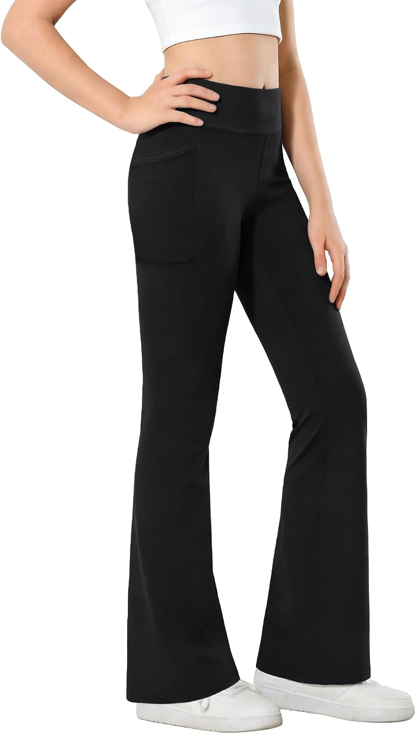 Stelle Girls Flare Leggings High Waisted Bootcut Yoga Pants with Pockets