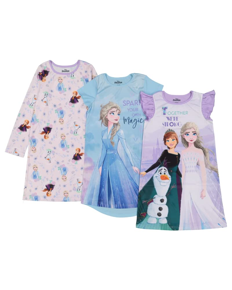Disney Girls' 3-pack Nightgowns, Comfortable Sleepwear Gowns