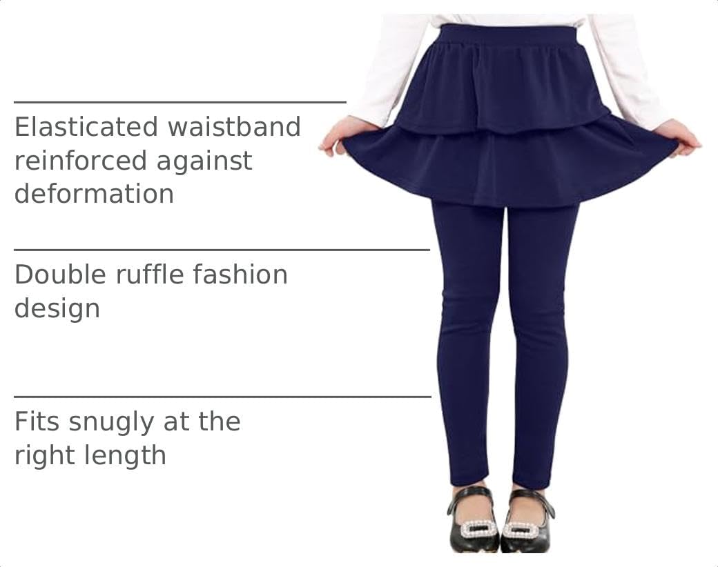 Auranso Girls Leggings School Unifrom Pants Kids Clothes with Tutu Skirts