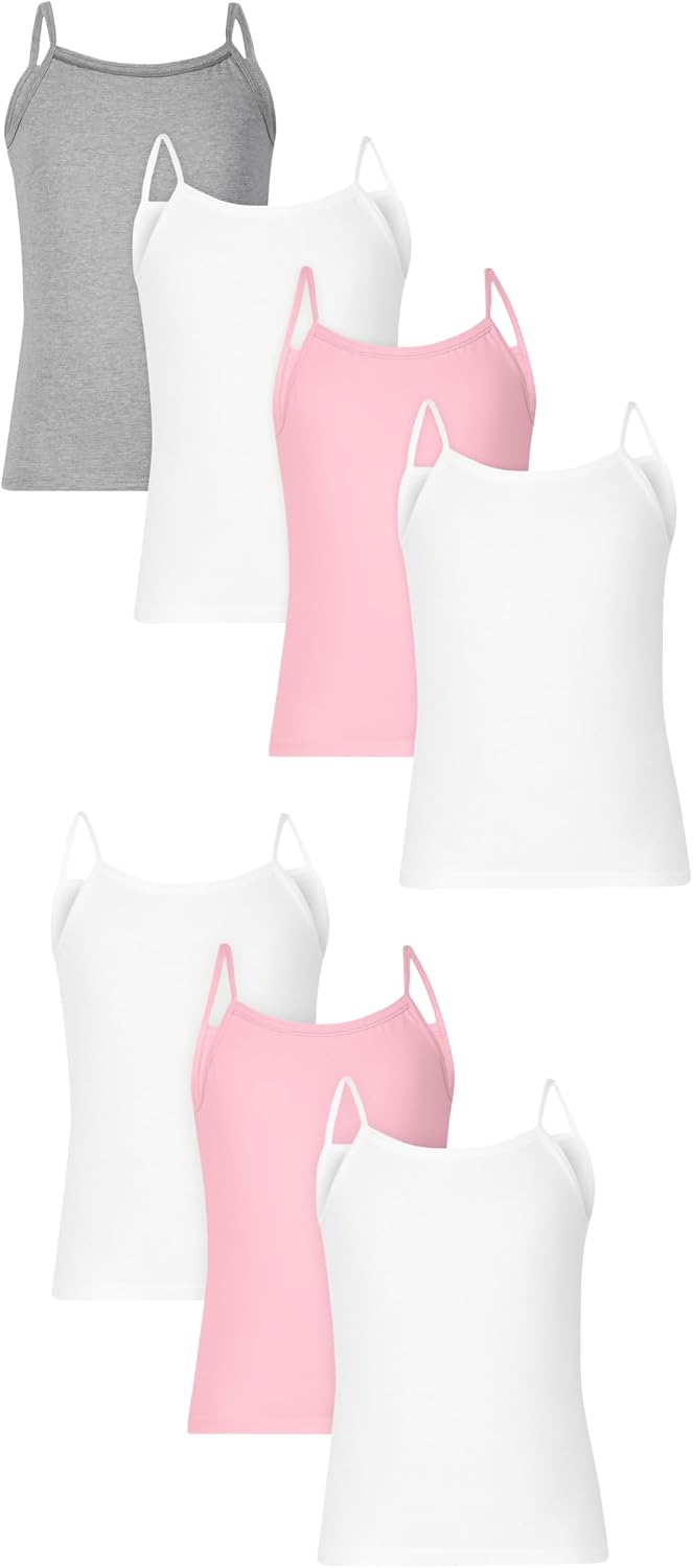 Hanes Girls' Camisole, 100% Cotton Tagless Cami, Toddler Sizing, Multiple Packs & Colors Available