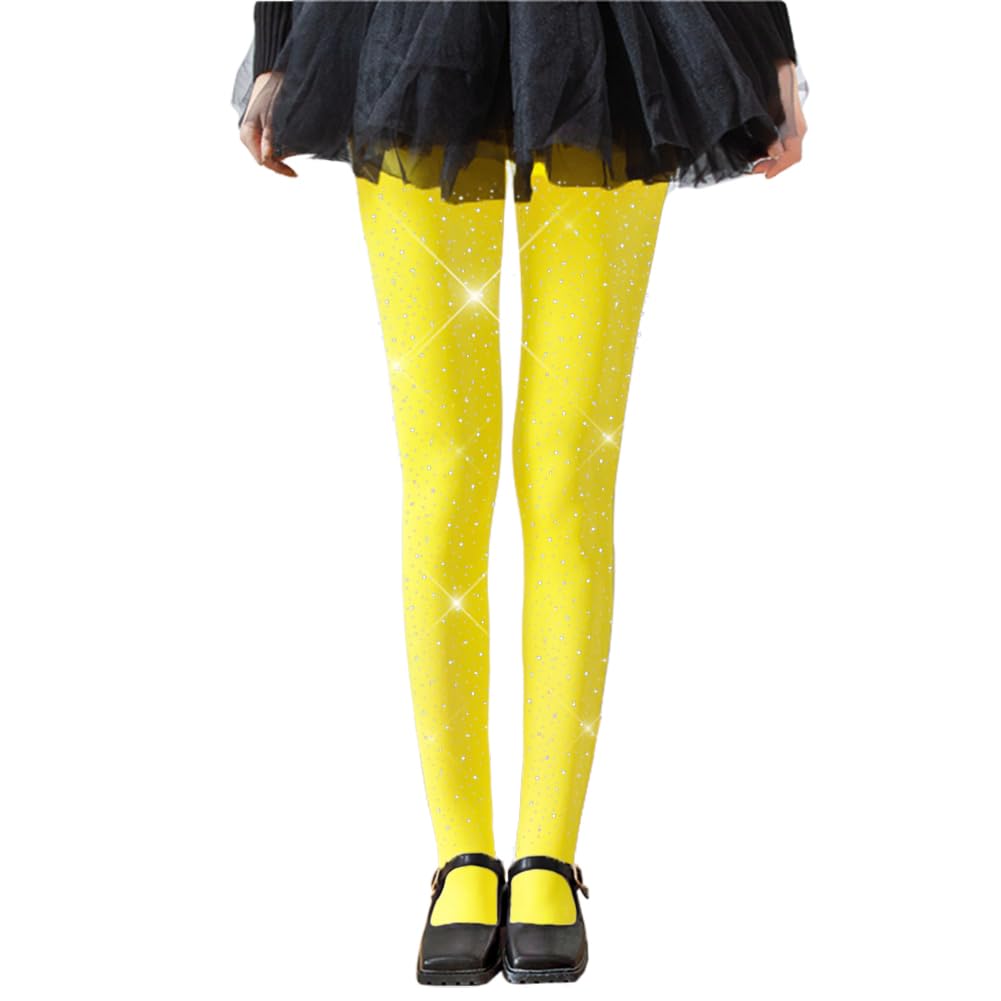 LUCKELF Girls Glitter Tights, Soft Opaque Tights Sparkle Rhinestone Tights School Dress Dance Stockings