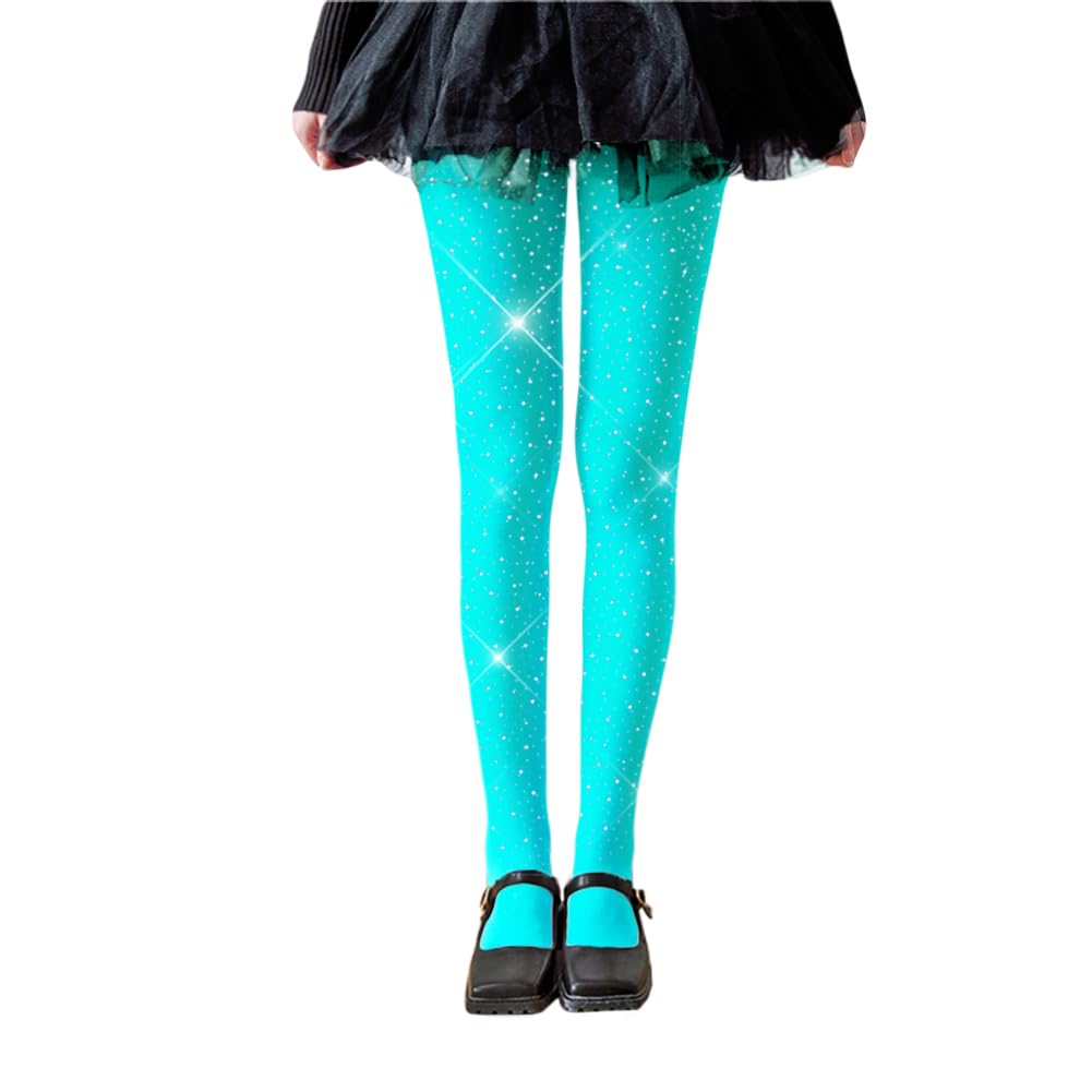 LUCKELF Girls Glitter Tights, Soft Opaque Tights Sparkle Rhinestone Tights School Dress Dance Stockings