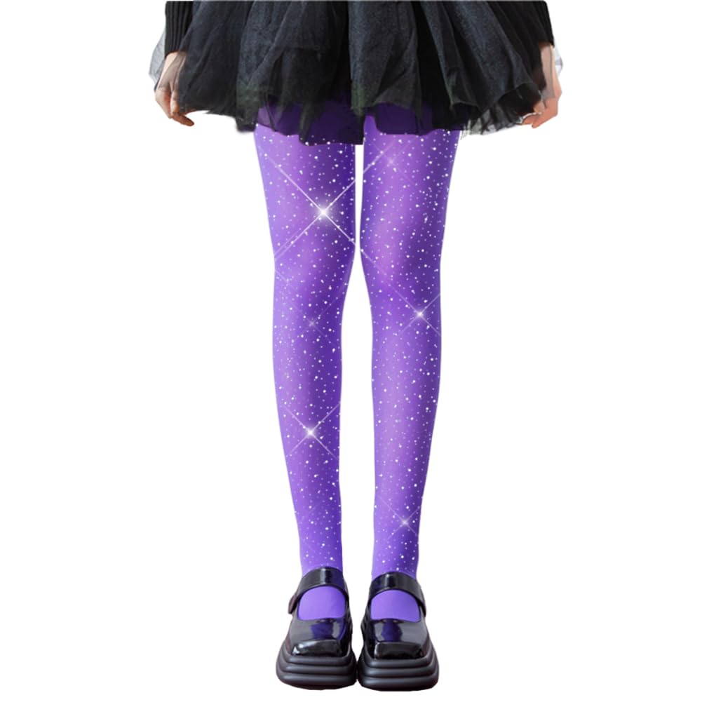 LUCKELF Girls Glitter Tights, Soft Opaque Tights Sparkle Rhinestone Tights School Dress Dance Stockings