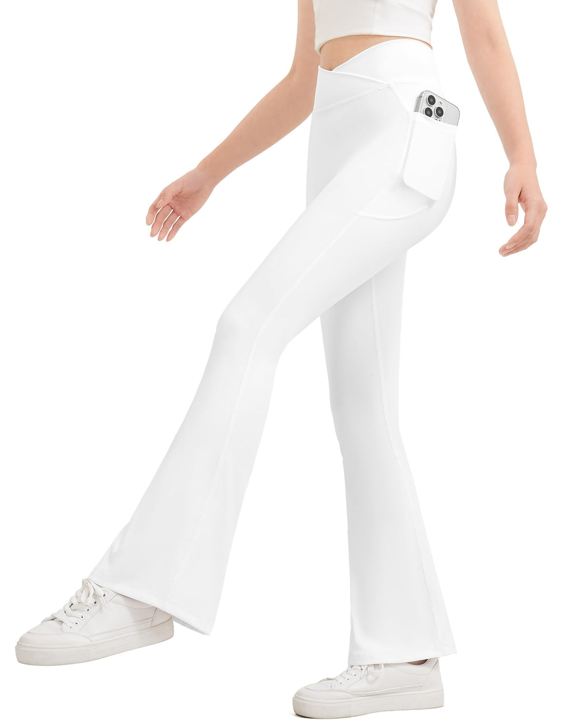 JOCMIC Girls Flare Leggings Kids Bell Bottom Yoga Pants with Pockets