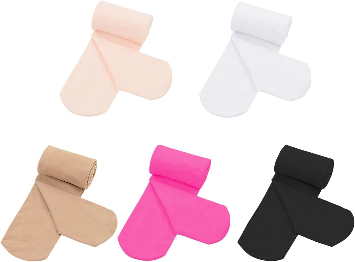 Century Star 5-Pack Girls Ballet Dance Tights Footed Toddler Kid 1T-12Y