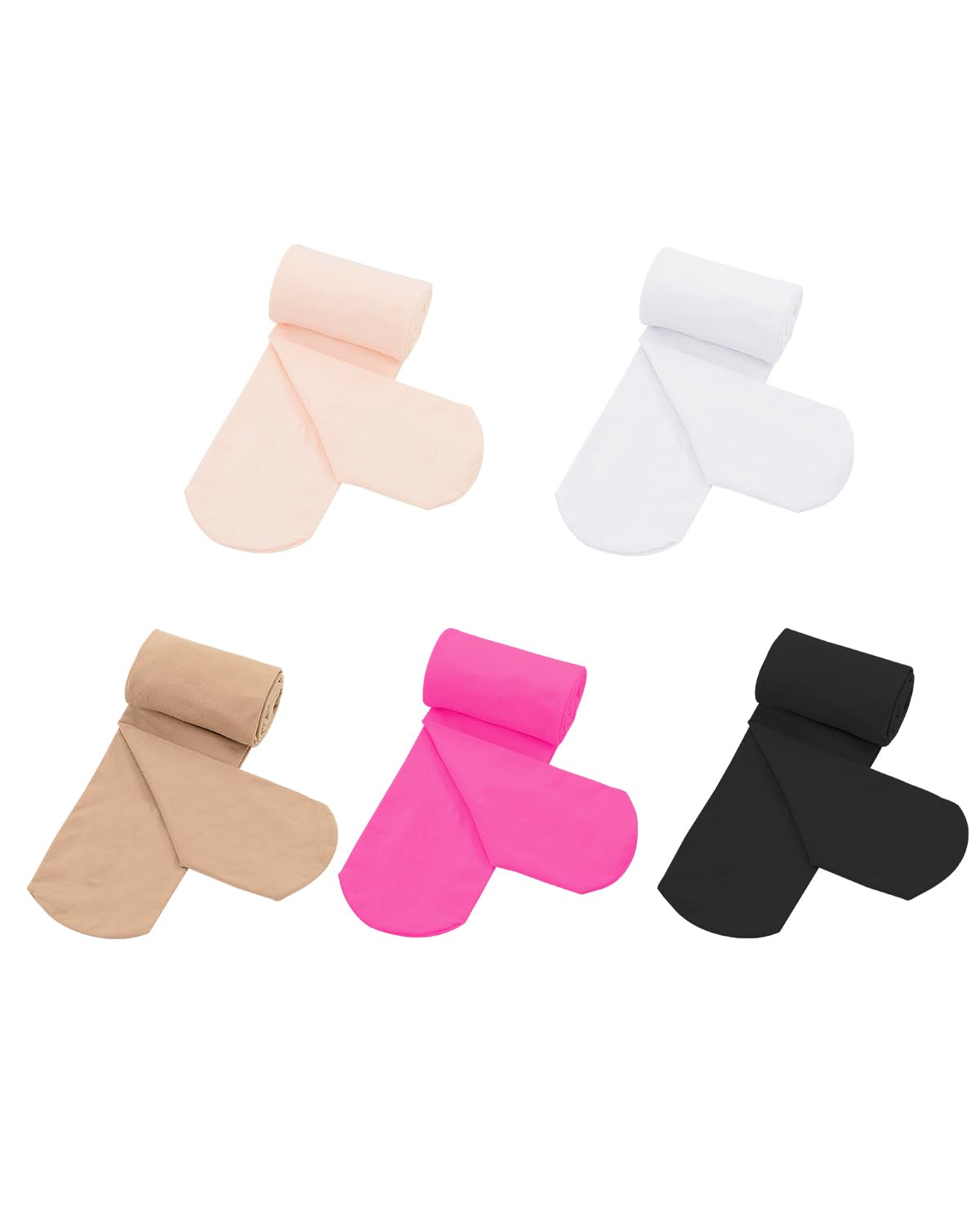 Century Star 5-Pack Girls Ballet Dance Tights Footed Toddler Kid 1T-12Y