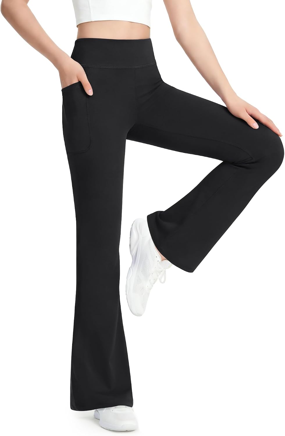 Stelle Girls Flare Leggings High Waisted Bootcut Yoga Pants with Pockets