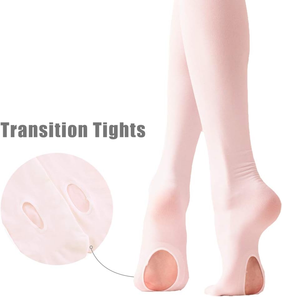 Stelle Girls' Convertible & Transition Ballet Tights for Toddler Dance Kid