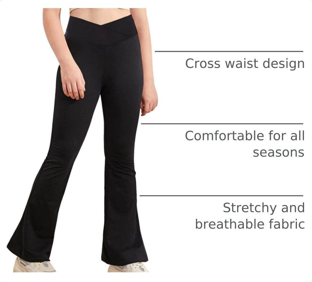 Esobo Girls Flare Leggings Kids High Waist Yoga Dance Pants Bell Bottoms